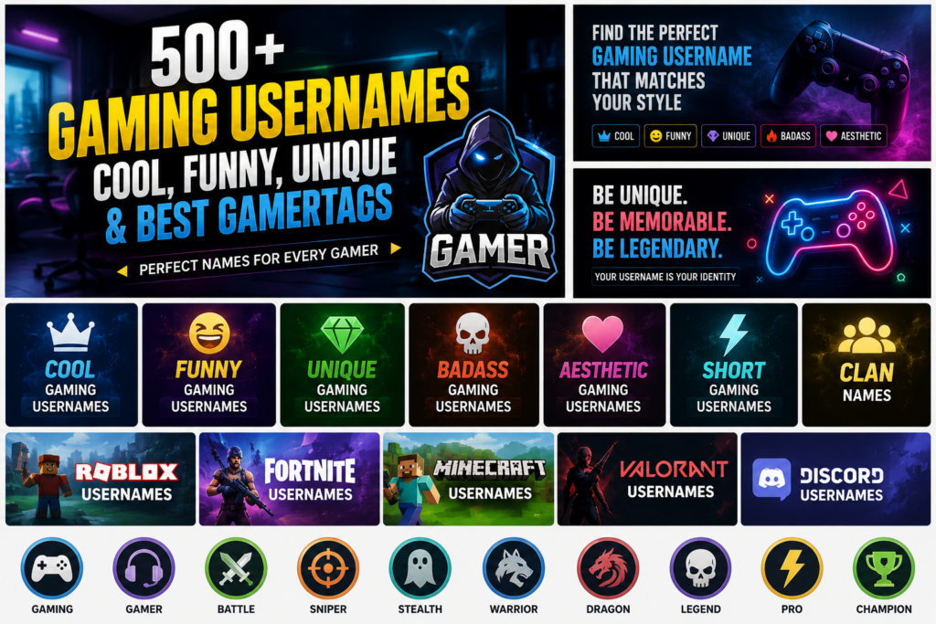 500+ Gaming Usernames – Cool, Funny & Unique Gamertags