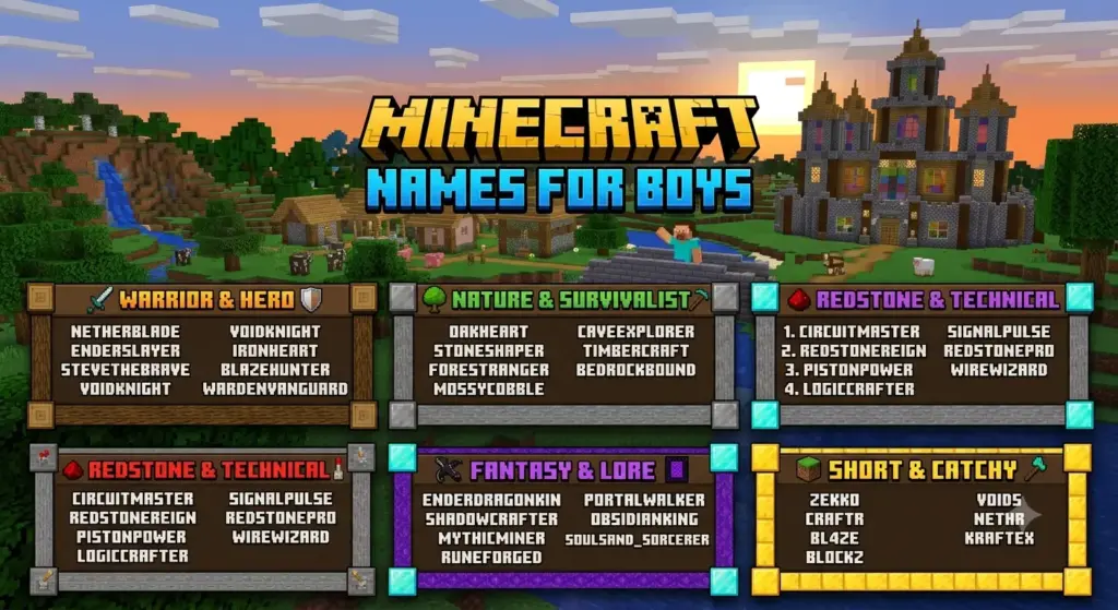 250+ Minecraft Names for Boys (Cool, Unique & Funny) Minecraft Names for Boys