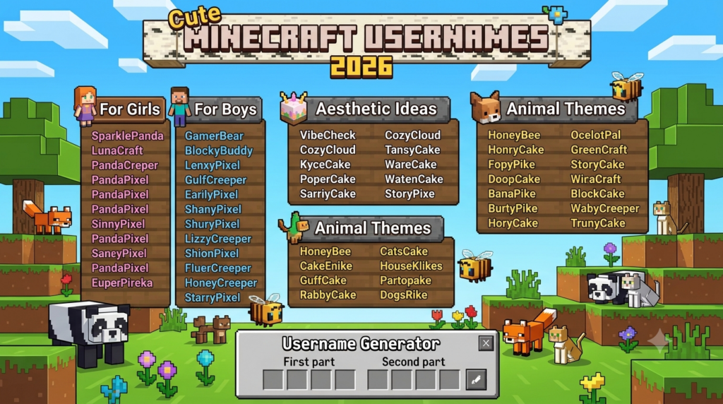 1000+ cute Minecraft usernames and adorable name ideas for 2026